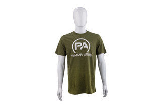 Primary Arms Logo T-Shirt in Military Green has a Primary Arms logo on the front.